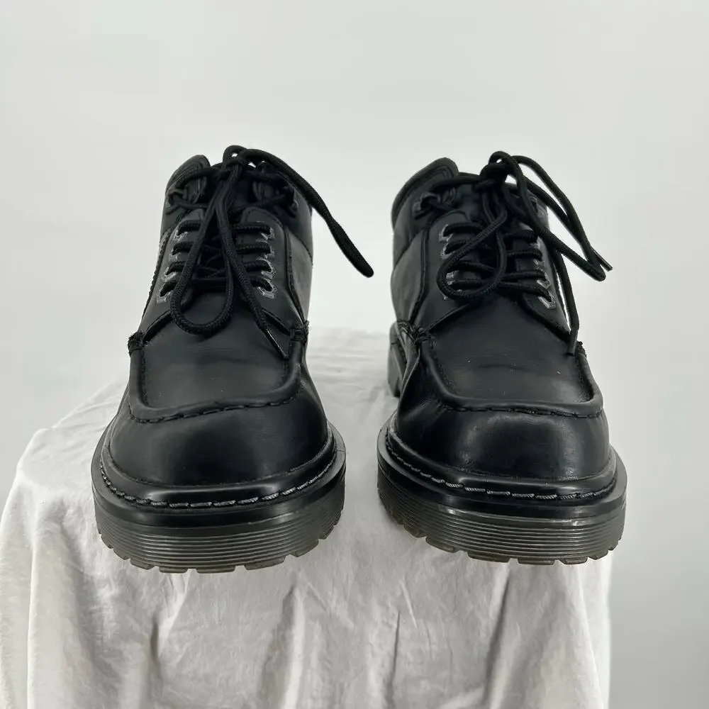 Men's Black Leather GBX Factor Chunky Platform Utility Oxford Boot Shoes 9.5M